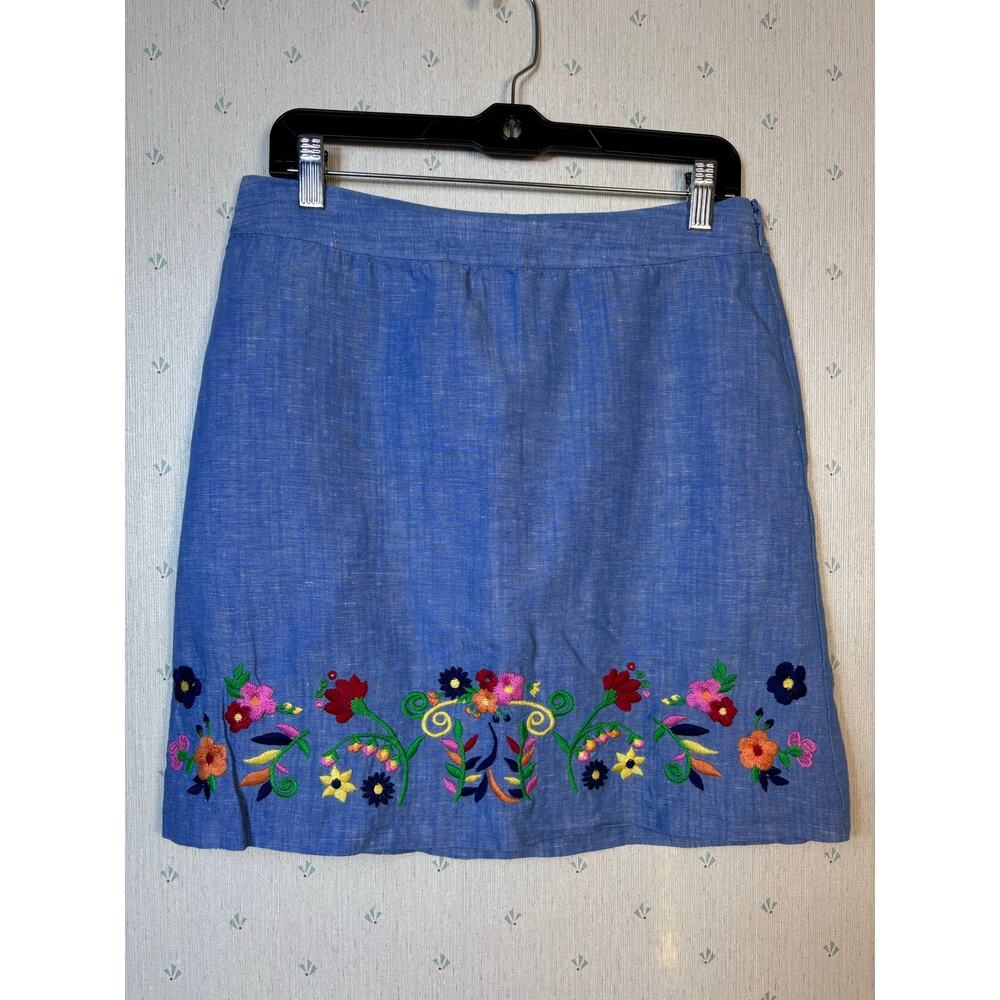 Talbots Linen Cotton Floral Embroidered Skirt 6 and Top Small Set Artisan Resort - Picture 9 of 13